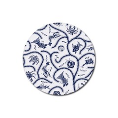 Fish Pattern Rubber Round Coaster (4 Pack) 