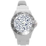 Fish Pattern Round Plastic Sport Watch (L) Front