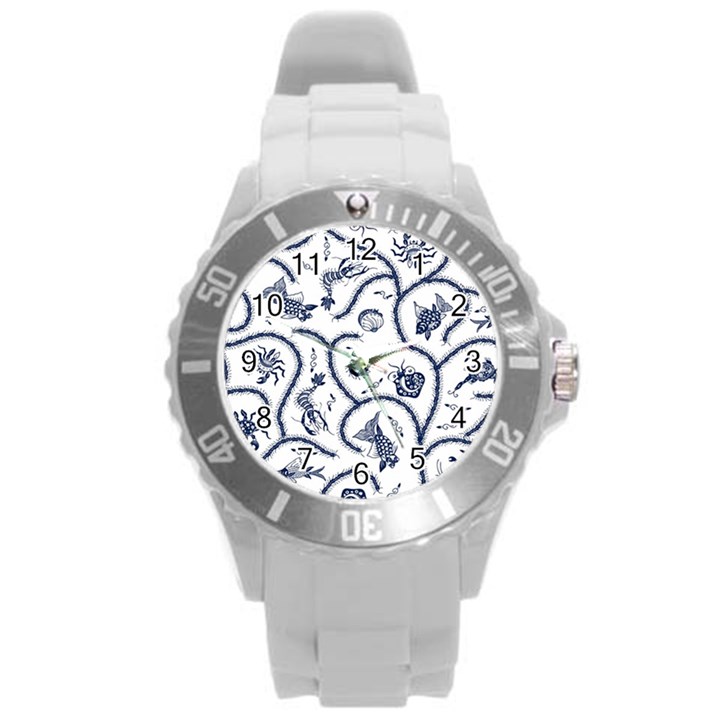 Fish Pattern Round Plastic Sport Watch (L)