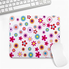 Colorful Floral Flowers Pattern Large Mousepads by Simbadda