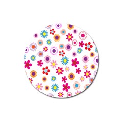 Colorful Floral Flowers Pattern Magnet 3  (round)