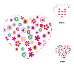 Colorful Floral Flowers Pattern Playing Cards (heart)  by Simbadda