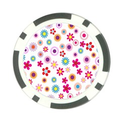 Colorful Floral Flowers Pattern Poker Chip Card Guard