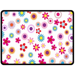 Colorful Floral Flowers Pattern Fleece Blanket (large)  by Simbadda