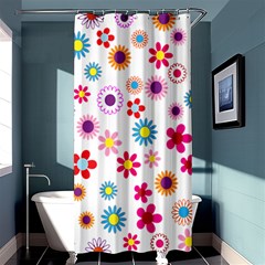 Colorful Floral Flowers Pattern Shower Curtain 36  X 72  (stall)  by Simbadda