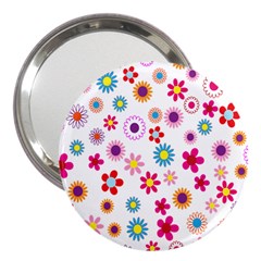 Colorful Floral Flowers Pattern 3  Handbag Mirrors