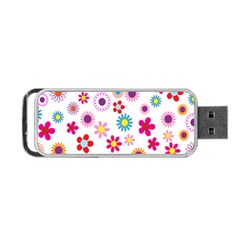 Colorful Floral Flowers Pattern Portable Usb Flash (two Sides) by Simbadda