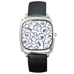 Fish Pattern Square Metal Watch by Simbadda