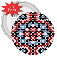 Morrocan Fez Pattern Arabic Geometrical 3  Buttons (10 Pack)  by Simbadda