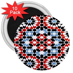 Morrocan Fez Pattern Arabic Geometrical 3  Magnets (10 Pack) 