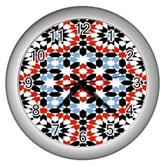 Morrocan Fez Pattern Arabic Geometrical Wall Clocks (silver) 