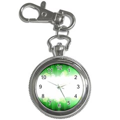 Green Floral Stripe Background Key Chain Watches by Simbadda