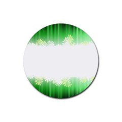 Green Floral Stripe Background Rubber Round Coaster (4 Pack)  by Simbadda