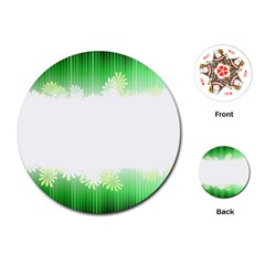 Green Floral Stripe Background Playing Cards (round)  by Simbadda