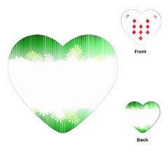 Green Floral Stripe Background Playing Cards (heart)  by Simbadda