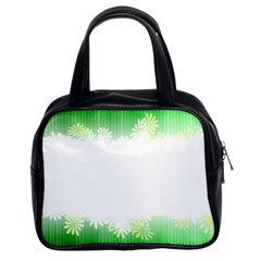 Green Floral Stripe Background Classic Handbags (2 Sides) by Simbadda