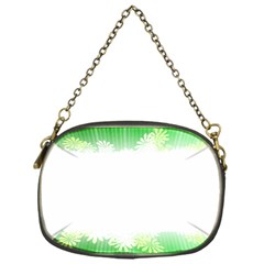 Green Floral Stripe Background Chain Purses (one Side)  by Simbadda