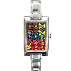 Patchwork Collage Rectangle Italian Charm Watch