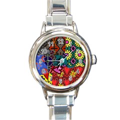 Patchwork Collage Round Italian Charm Watch