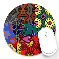 Patchwork Collage Round Mousepads by Simbadda