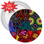 Patchwork Collage 3  Buttons (100 pack)  Front