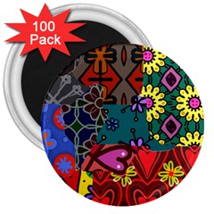 Patchwork Collage 3  Magnets (100 Pack)