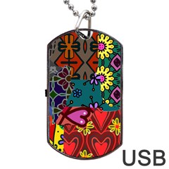 Patchwork Collage Dog Tag Usb Flash (two Sides) by Simbadda