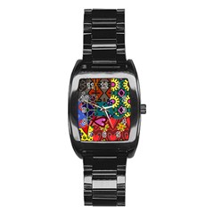 Patchwork Collage Stainless Steel Barrel Watch by Simbadda