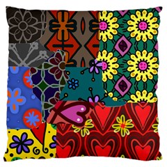 Patchwork Collage Standard Flano Cushion Case (one Side) by Simbadda