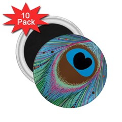 Peacock Feather Lines Background 2 25  Magnets (10 Pack)  by Simbadda