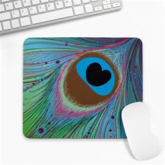 Peacock Feather Lines Background Large Mousepads by Simbadda