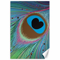 Peacock Feather Lines Background Canvas 20  X 30   by Simbadda