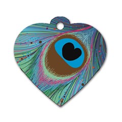 Peacock Feather Lines Background Dog Tag Heart (two Sides) by Simbadda