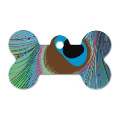 Peacock Feather Lines Background Dog Tag Bone (one Side)