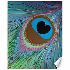 Peacock Feather Lines Background Canvas 11  X 14   by Simbadda