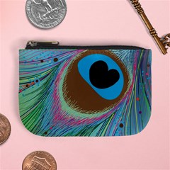 Peacock Feather Lines Background Mini Coin Purses by Simbadda