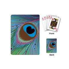 Peacock Feather Lines Background Playing Cards (mini)  by Simbadda