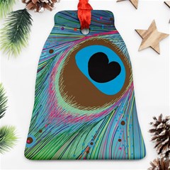 Peacock Feather Lines Background Bell Ornament (two Sides) by Simbadda