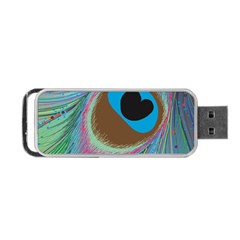 Peacock Feather Lines Background Portable Usb Flash (one Side)