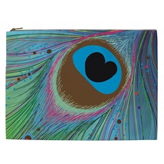 Peacock Feather Lines Background Cosmetic Bag (xxl)  by Simbadda