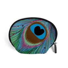 Peacock Feather Lines Background Accessory Pouches (small)  by Simbadda