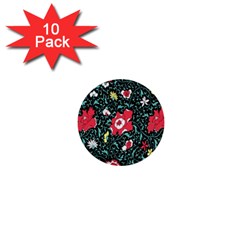 Vintage Floral Wallpaper Background 1  Mini Buttons (10 Pack)  by Simbadda