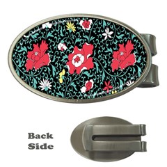 Vintage Floral Wallpaper Background Money Clips (oval)  by Simbadda