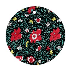 Vintage Floral Wallpaper Background Round Ornament (two Sides)