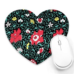 Vintage Floral Wallpaper Background Heart Mousepads by Simbadda