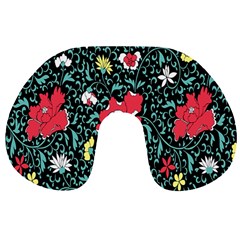 Vintage Floral Wallpaper Background Travel Neck Pillows by Simbadda