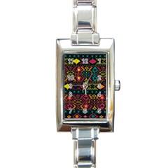 Traditional Art Ethnic Pattern Rectangle Italian Charm Watch by Simbadda