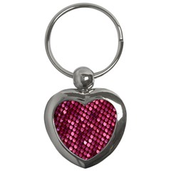 Red Circular Pattern Background Key Chains (heart)  by Simbadda