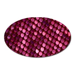 Red Circular Pattern Background Oval Magnet by Simbadda