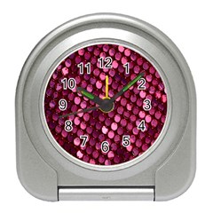 Red Circular Pattern Background Travel Alarm Clocks by Simbadda